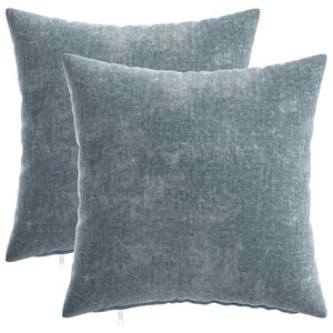 vidaXL Kissenbezug 2 stk. HEERLEN Himmelblau 35 x 35 cm Chenille-Stoff