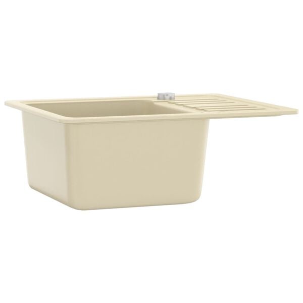 vidaXL Granitspüle Einzelbecken Beige