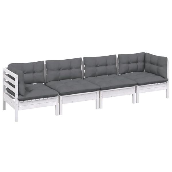 vidaXL 4-tlg. Garten-Lounge-Set mit Kissen Kiefer Massivholz