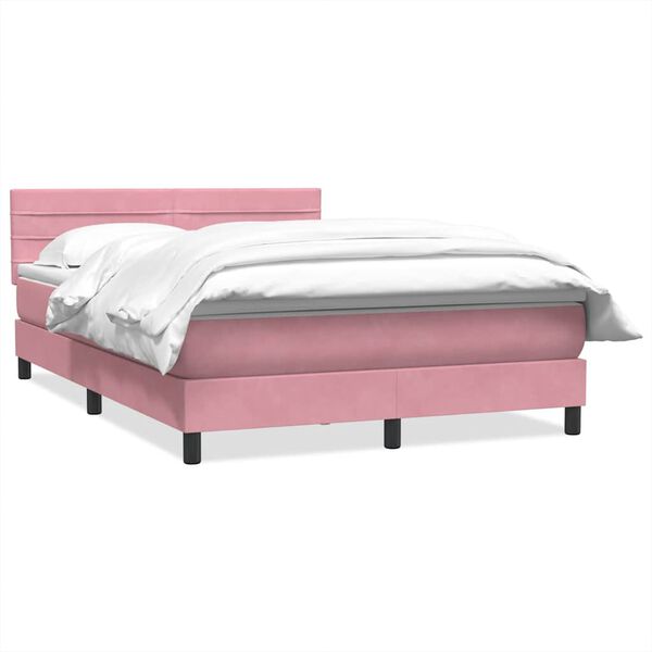 vidaXL Boxspringbett mit Matratze Rosa 160x220 cm Samt