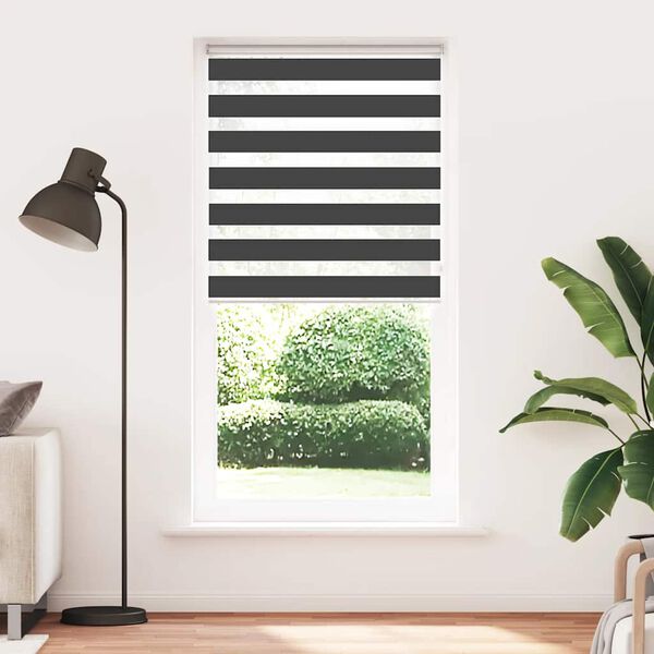 vidaXL Doppelrollo Schwarz 95x230 cm Stoffbreite 90,9 cm Polyester