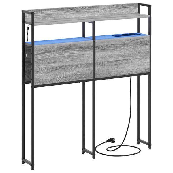 vidaXL Aufbewahrungskopfteil mit Regal Grau Sonoma 80 cm Holzwerkstoff