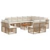 vidaXL Outdoor-Sofagarnitur 13 stk. 12-Sitzer Natur und Cremewei&szlig;