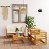 vidaXL 5-tlg. Garten-Lounge-Set mit Auflagen Creme Massivholz Akazie