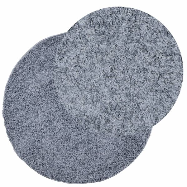 vidaXL Teppich Shaggy Hochflor Modern Blau &Oslash; 120 cm