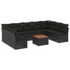vidaXL 10-tlg. Garten-Sofagarnitur mit Kissen Schwarz Poly Rattan