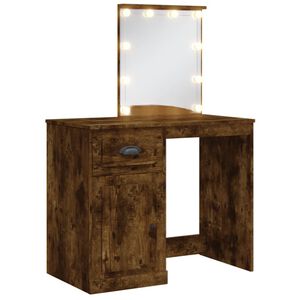 vidaXL Schminktisch mit LED-Leuchten R&auml;uchereiche 90x42x132,5 cm