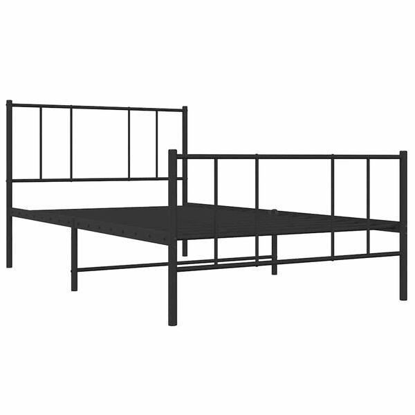 vidaXL Bettgestell mit Kopf- und Fußteil Metall Schwarz 100x190 cm