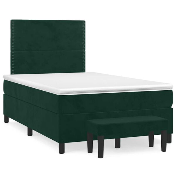 vidaXL Boxspringbett mit Matratze Dunkelgr&uuml;n 120x190 cm Samt