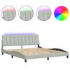 vidaXL Bettgestell mit LED ohne Matratze "Hanko" Hellgrau 183x213 cm Samt