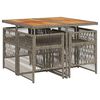 vidaXL 5-tlg. Garten-Essgruppe mit Kissen Grau Poly Rattan