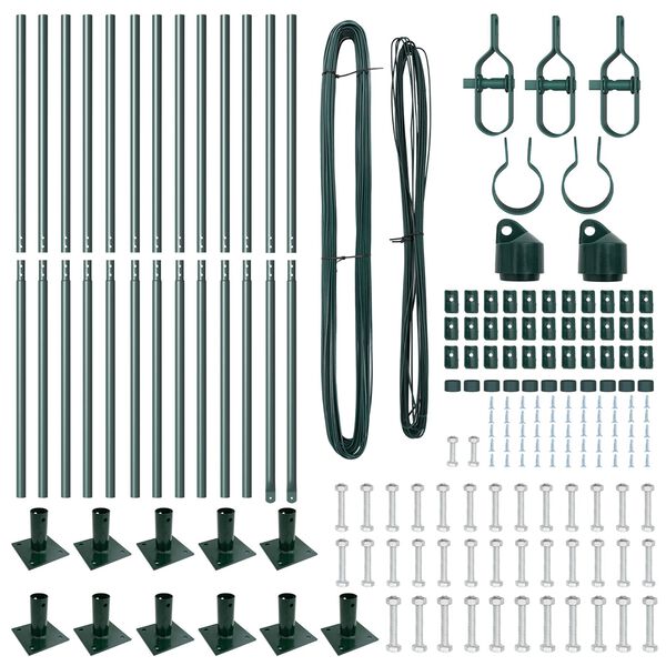 vidaXL Zaunpfosten 13 pcs Grün Ø32mm 130 cm Verzinkter Stahl