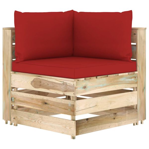vidaXL 3-Sitzer Outdoor-Sofa mit Kissen Gr&uuml;n Impr&auml;gniertes Holz