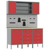 vidaXL Werkbank 7 stk. Rot und Grau Ingenieure Holz und Stahl