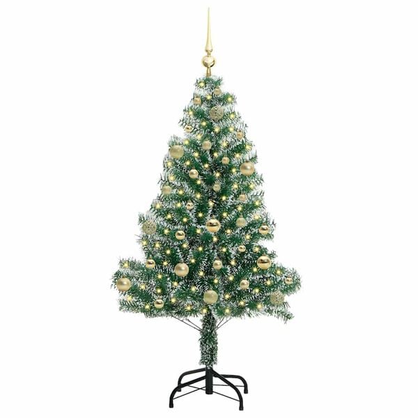 vidaXL K&uuml;nstlicher Weihnachtsbaum beschneit mit LED Licht 150 cm