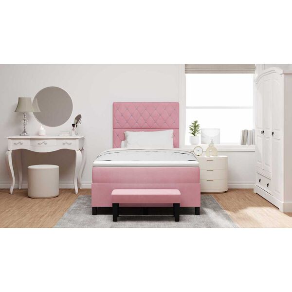 vidaXL Boxspringbett mit Matratze mit Kopfteil Rosa 120 x 190 cm Samt