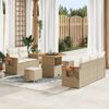 vidaXL Gartensofa-set mit Kissen 10 pcs Beige und Creme Poly-Rattan