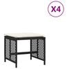 vidaXL Gartenhocker mit Kissen 4 Stk. Schwarz 41x41x36 cm Poly Rattan