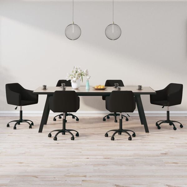 vidaXL Esszimmerst&uuml;hle 6 Stk. Drehbar Schwarz Samt