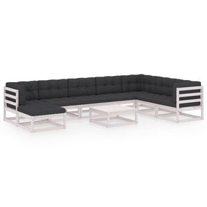 vidaXL 9-tlg. Garten-Lounge-Set mit Kissen Massivholz Kiefer