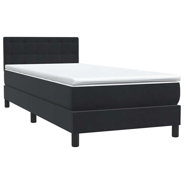 vidaXL Boxspringbett mit Matratze Schwarz 90x220 cm Samt