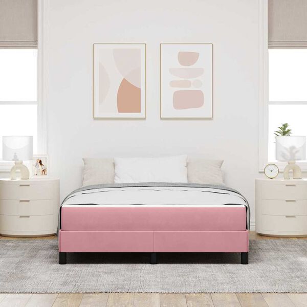 vidaXL Boxspringbett mit Matratze Rosa 140 x 220 cm Stoff