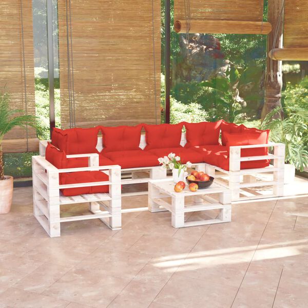 vidaXL 7-tlg. Garten-Lounge-Set aus Paletten mit Kissen Kiefernholz
