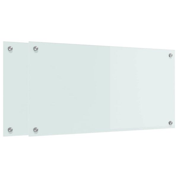 vidaXL Küchenrückwand 2 pcs Weiß 80 x 40 cm Gehärtetes Glas