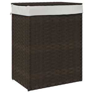 vidaXL W&auml;schekorb mit Deckel Dunkelbraun 46x33x60 cm Poly Rattan