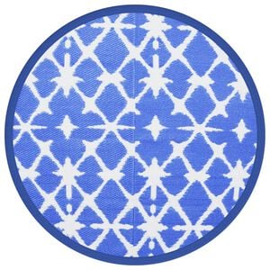 vidaXL Outdoor-Teppich ARAKIL Blau und Wei&szlig; &Oslash;160 cm PP