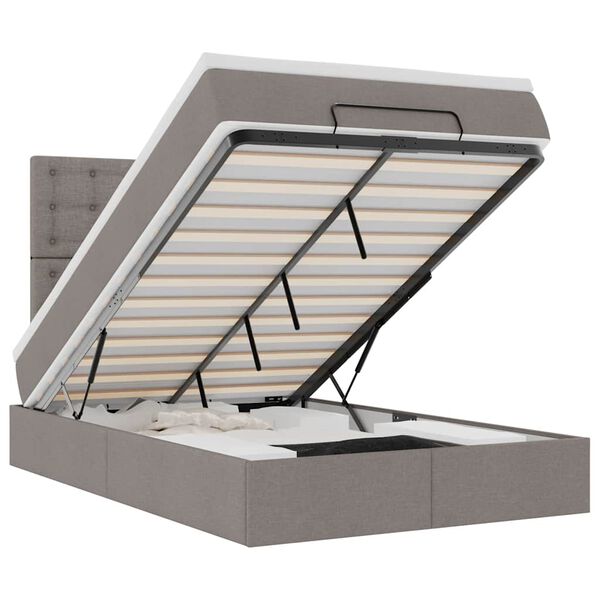 vidaXL Ottoman-Bett mit Matratze Taupe 120x190 cm Stoff