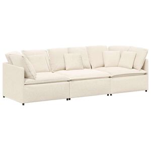 vidaXL Modulares Sofa mit Kissen Stoff in Lammwolloptik Creme