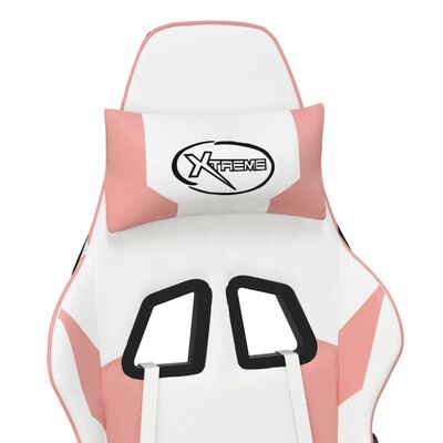 vidaXL Gaming-Stuhl mit Massagefunktion Weiß und Rosa Kunstleder