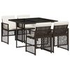 vidaXL 5-tlg. Garten-Essgruppe mit Kissen Braun Poly Rattan