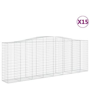 vidaXL Gabionen mit Hochbogen 15 Stk 400x50x140/160cm Verzinktes Eisen