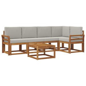 vidaXL Outdoor-Sofagarnitur 6 Stk. Nat&uuml;rlich und Hellgrau