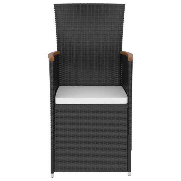 vidaXL 5-tlg. Garten-Essgruppe mit Kissen Poly Rattan Schwarz