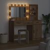 vidaXL Schminktisch mit Spiegelbeleuchtung 2 pcs Braun Holzwerkstoff