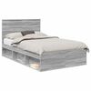 vidaXL Bettrahmen Uni Sonoma-Grau 120 x 190 cm Massives Kiefernholz