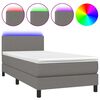 vidaXL Boxspringbett mit Matratze & LED Dunkelgrau 80x200 cm Stoff