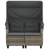 vidaXL Gartensofa 2-Sitzer mit Dach und Hockern Hellgrau Poly Rattan