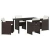 vidaXL Garten Essgruppe mit Kissen 5 pcs Braun Poly-Rattan