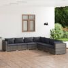 vidaXL 7-tlg. Garten-Lounge-Set mit Kissen Poly Rattan Grau