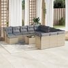 vidaXL 13-tlg. Garten-Sofagarnitur mit Kissen Beige Poly Rattan