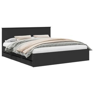vidaXL Bettrahmen mit Schubladen Schwarz 200 x 200 cm Ingenieurs Holz