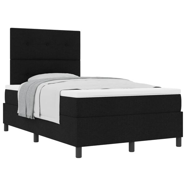 vidaXL Boxspringbett mit Matratze Schwarz 120 x 190 cm Stoff