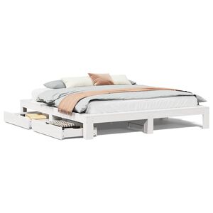 vidaXL Massivholzbett ohne Matratze Wei&szlig; 200x200 cm Kiefernholz