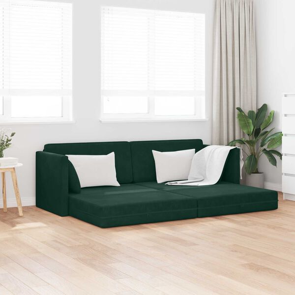vidaXL Boden-Sofa-Bett 200cm Dunkelgr&uuml;n Samt