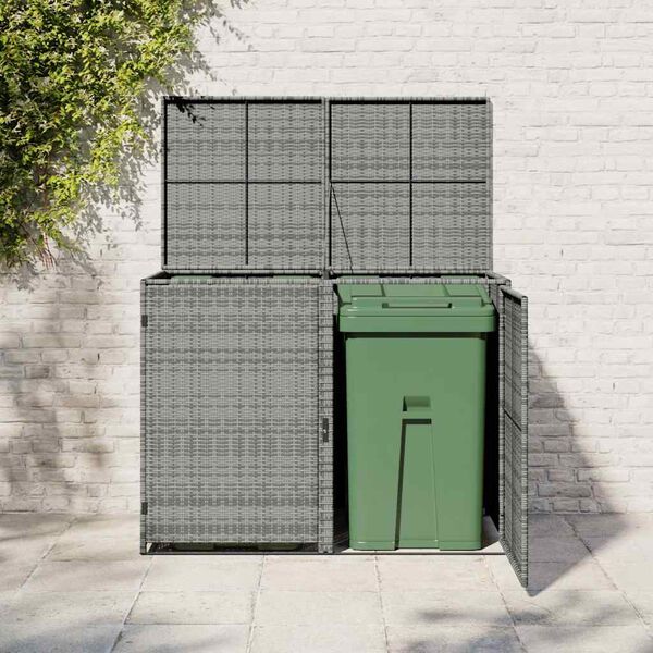vidaXL Mülltonnenbox für 2 Tonnen Poly Rattan Anthrazit 148×77×111 cm
