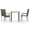 vidaXL 3-tlg. Garten-Essgruppe Poly Rattan Braun